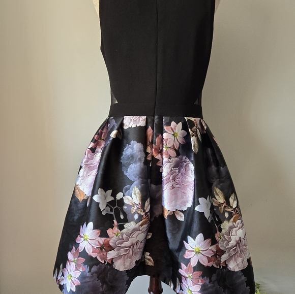 BA NITES Floral Black and Pink Mini Dress With Crinoline. Size 12 - Picture 4 of 12